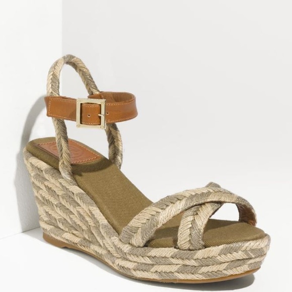 Tory Burch Shoes - Tory Burch Camelia Espadrille Khaki Wedges